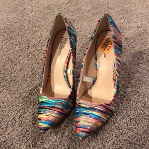 Colorful closed toe heels